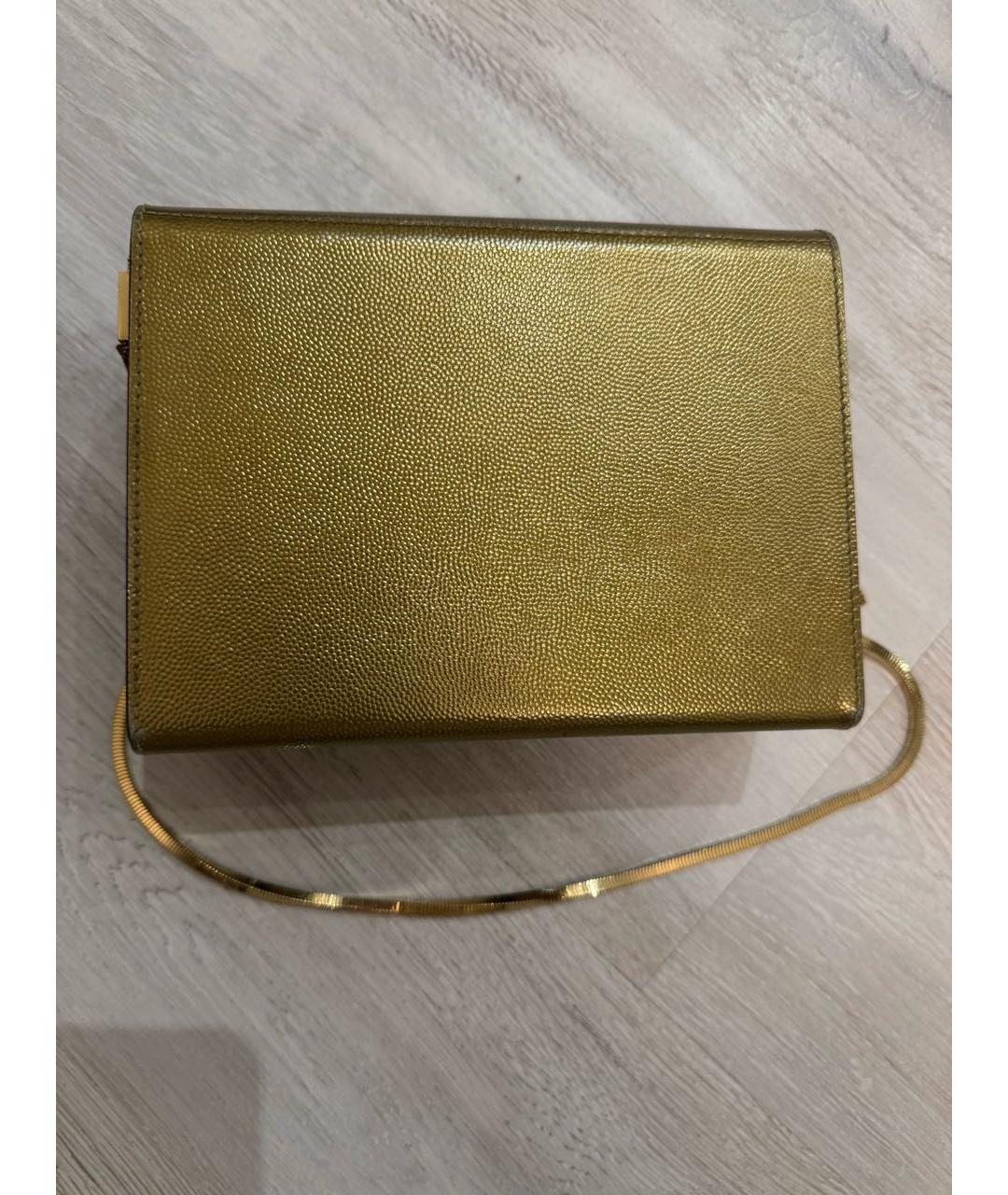 SAINT LAURENT Золотая кожаная сумка через плечо, фото 3