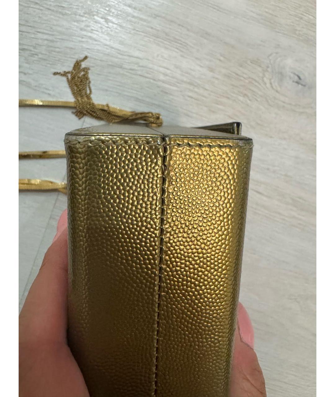 SAINT LAURENT Золотая кожаная сумка через плечо, фото 7