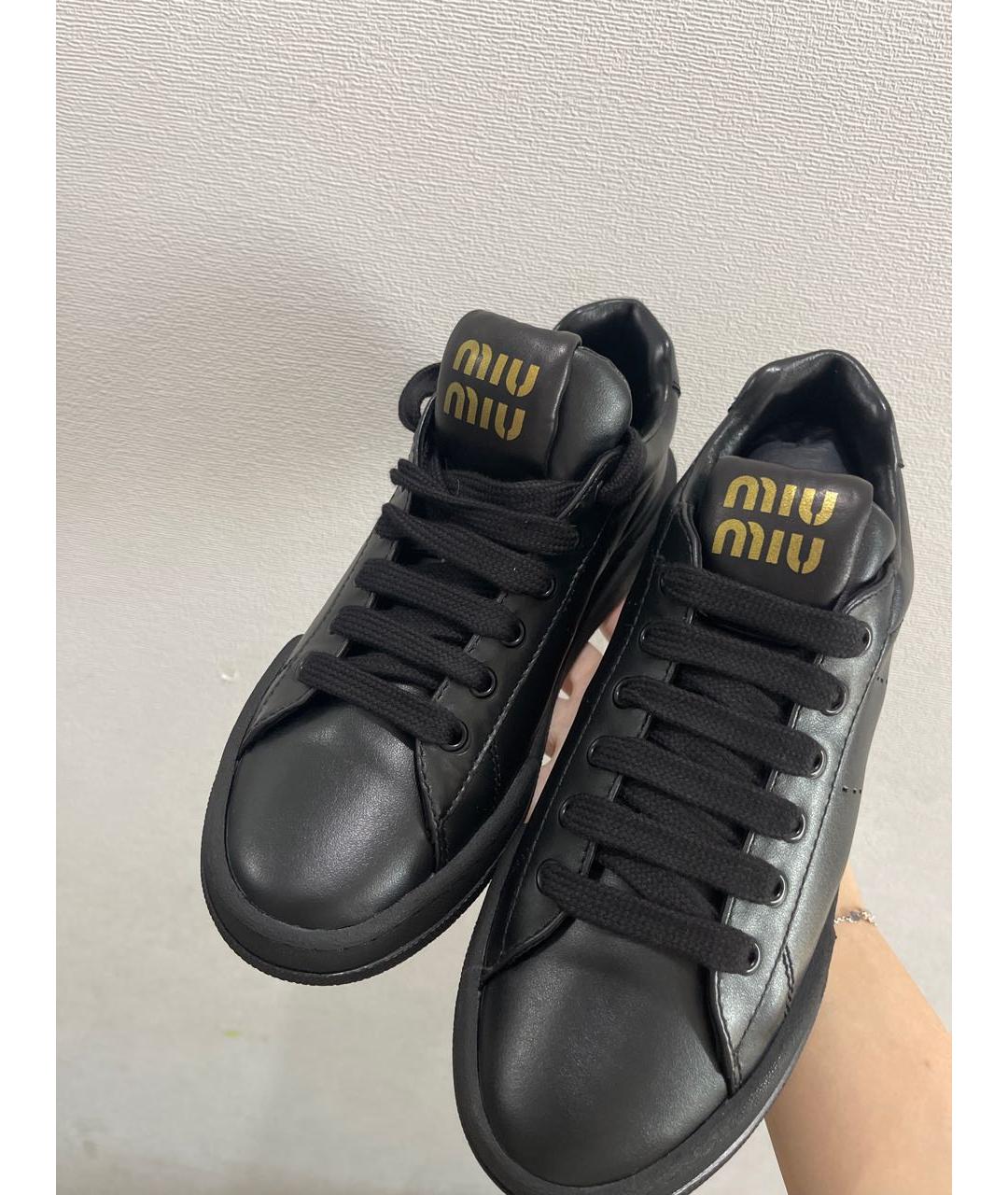 MIU MIU Черные кожаные кеды, фото 3