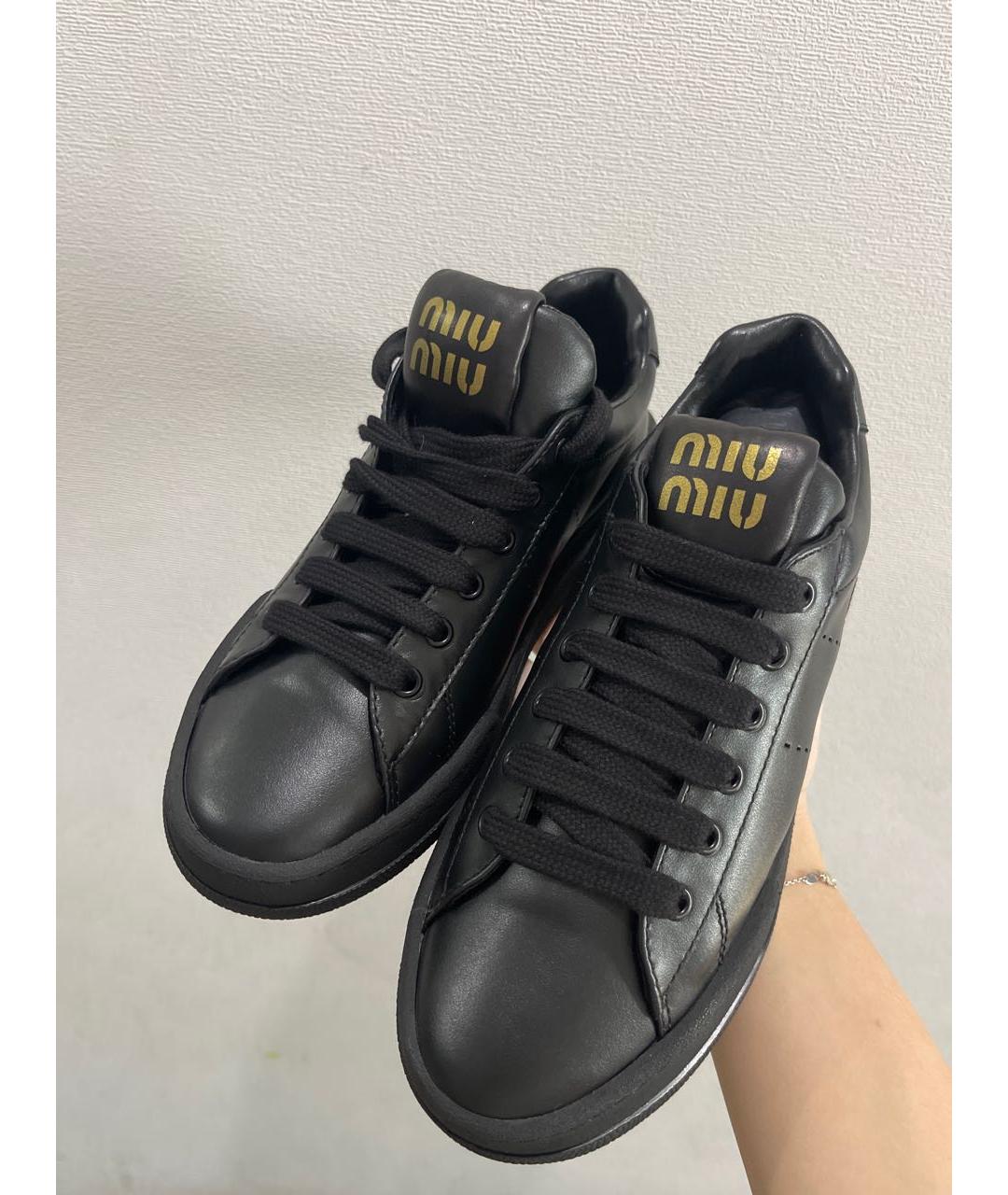 MIU MIU Черные кожаные кеды, фото 8