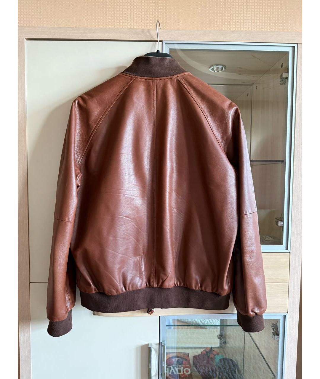 BRIONI Коричневая кожаная куртка, фото 4
