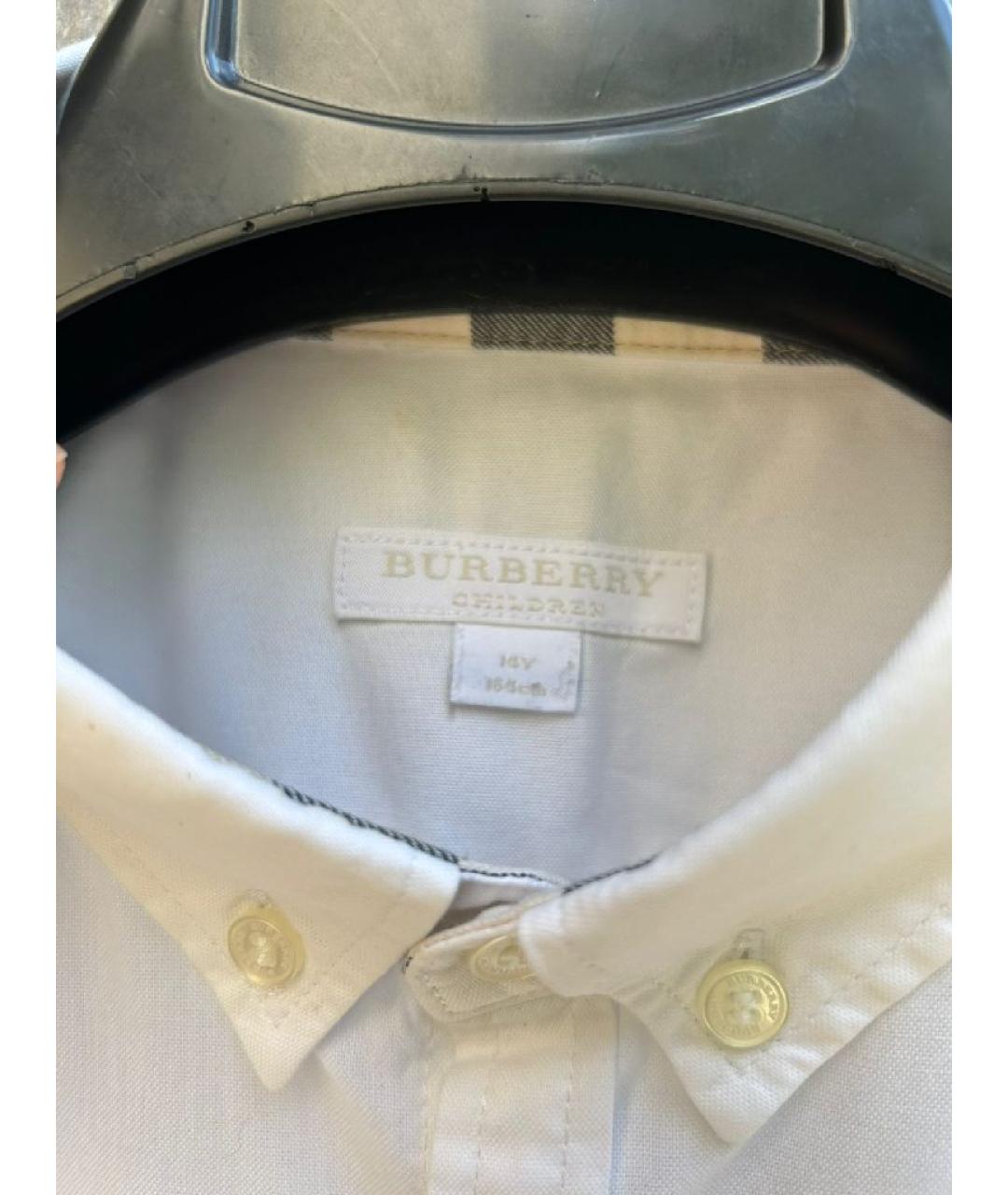 BURBERRY Белая хлопковая детская рубашка, фото 5
