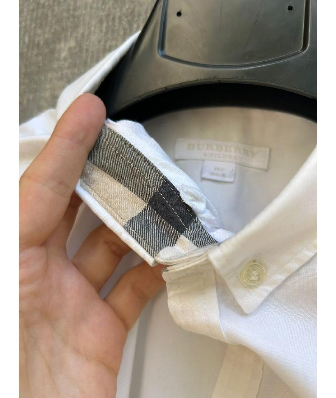 BURBERRY Белая хлопковая детская рубашка, фото 3
