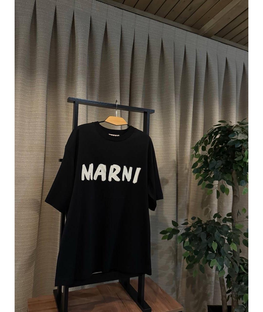 MARNI Черная хлопковая футболка, фото 3