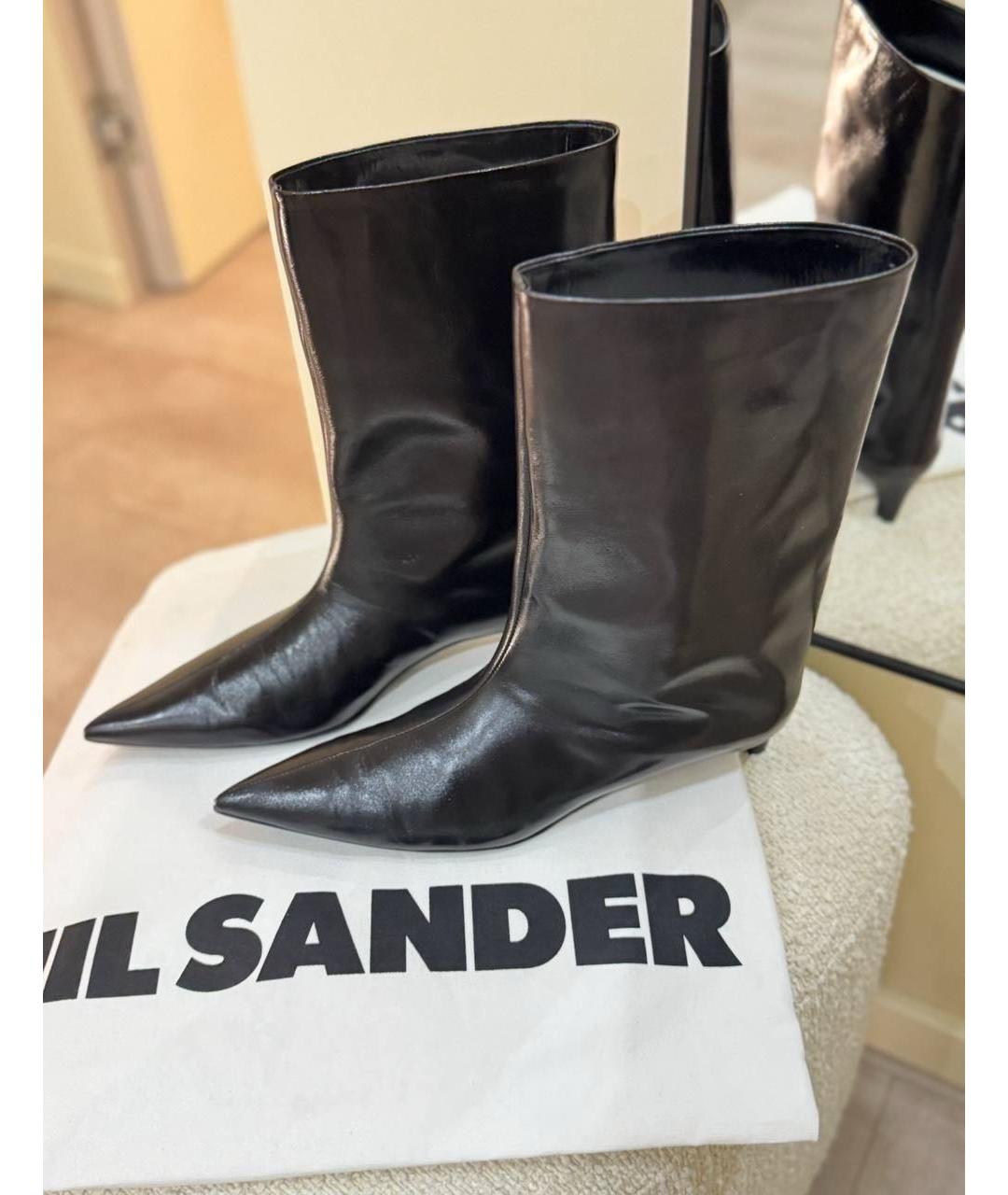 JIL SANDER Черные ботильоны из лакированной кожи, фото 2