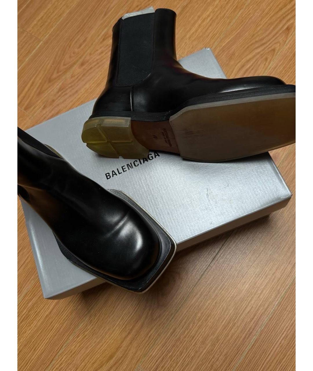 BALENCIAGA Черные кожаные ботинки, фото 2
