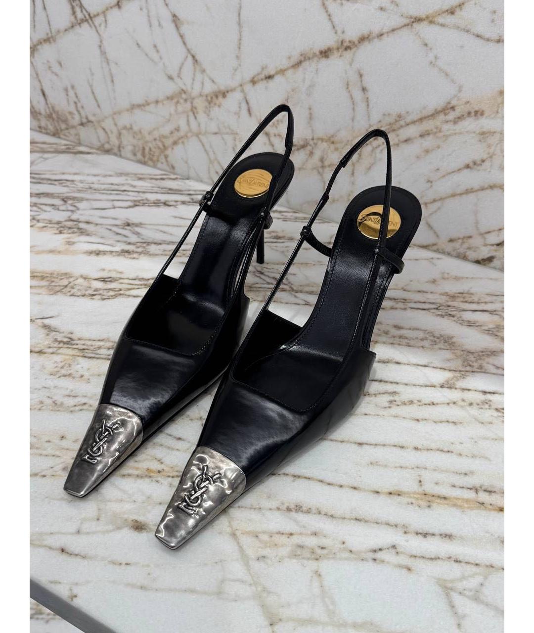 SAINT LAURENT Черные кожаные туфли, фото 2