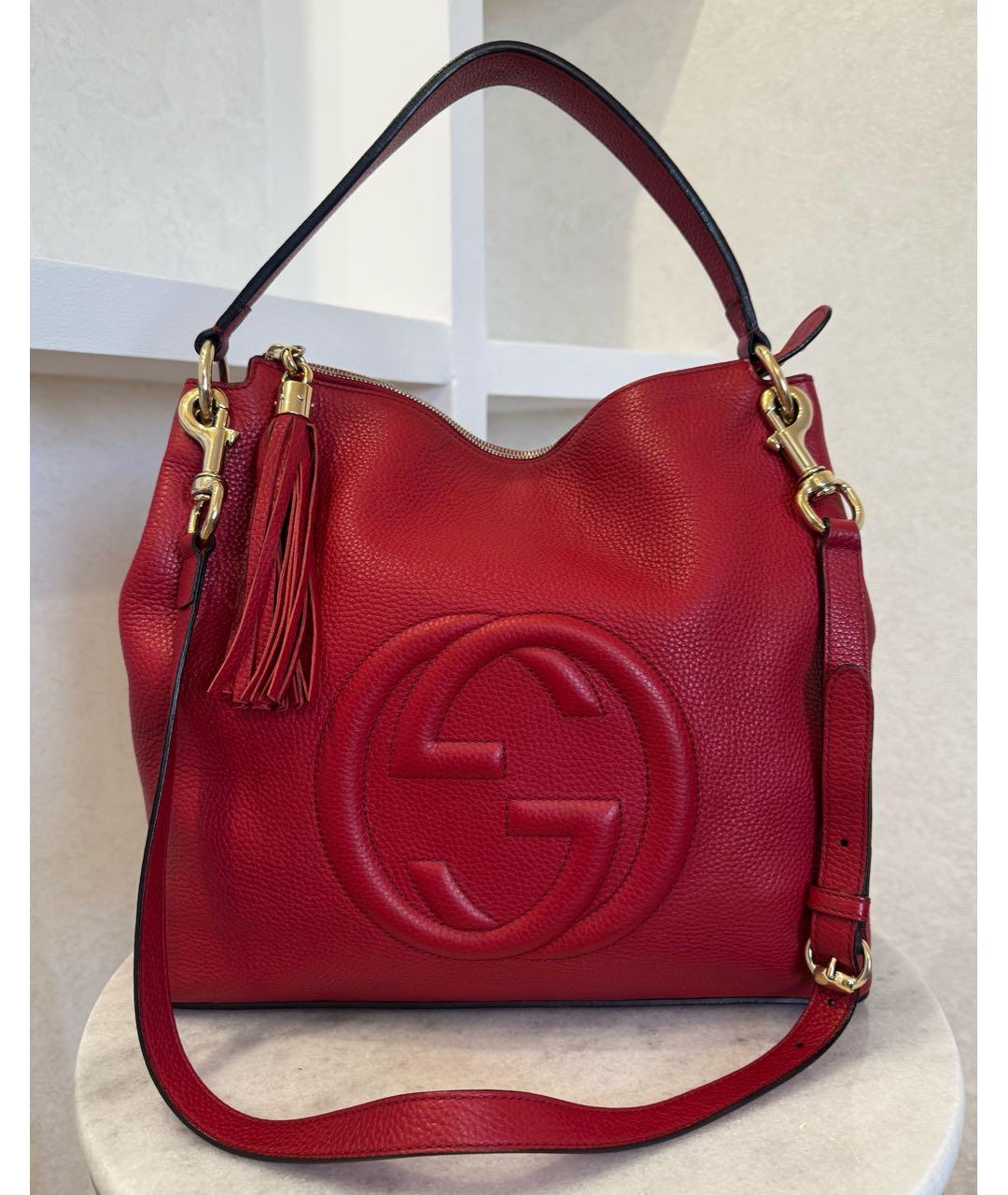 GUCCI Красная кожаная сумка тоут, фото 2