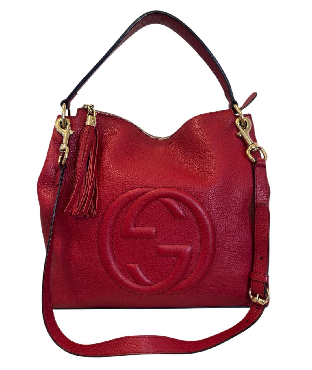 GUCCI Красная кожаная сумка тоут, фото 1