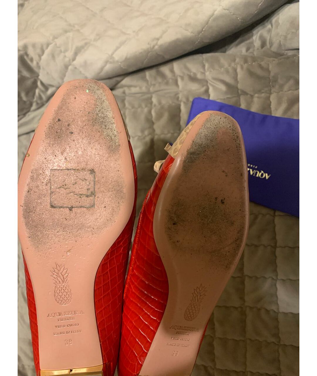 AQUAZZURA Красные кожаные балетки, фото 4