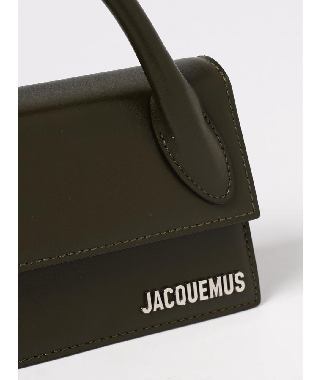 JACQUEMUS Зеленая кожаная сумка с короткими ручками, фото 4