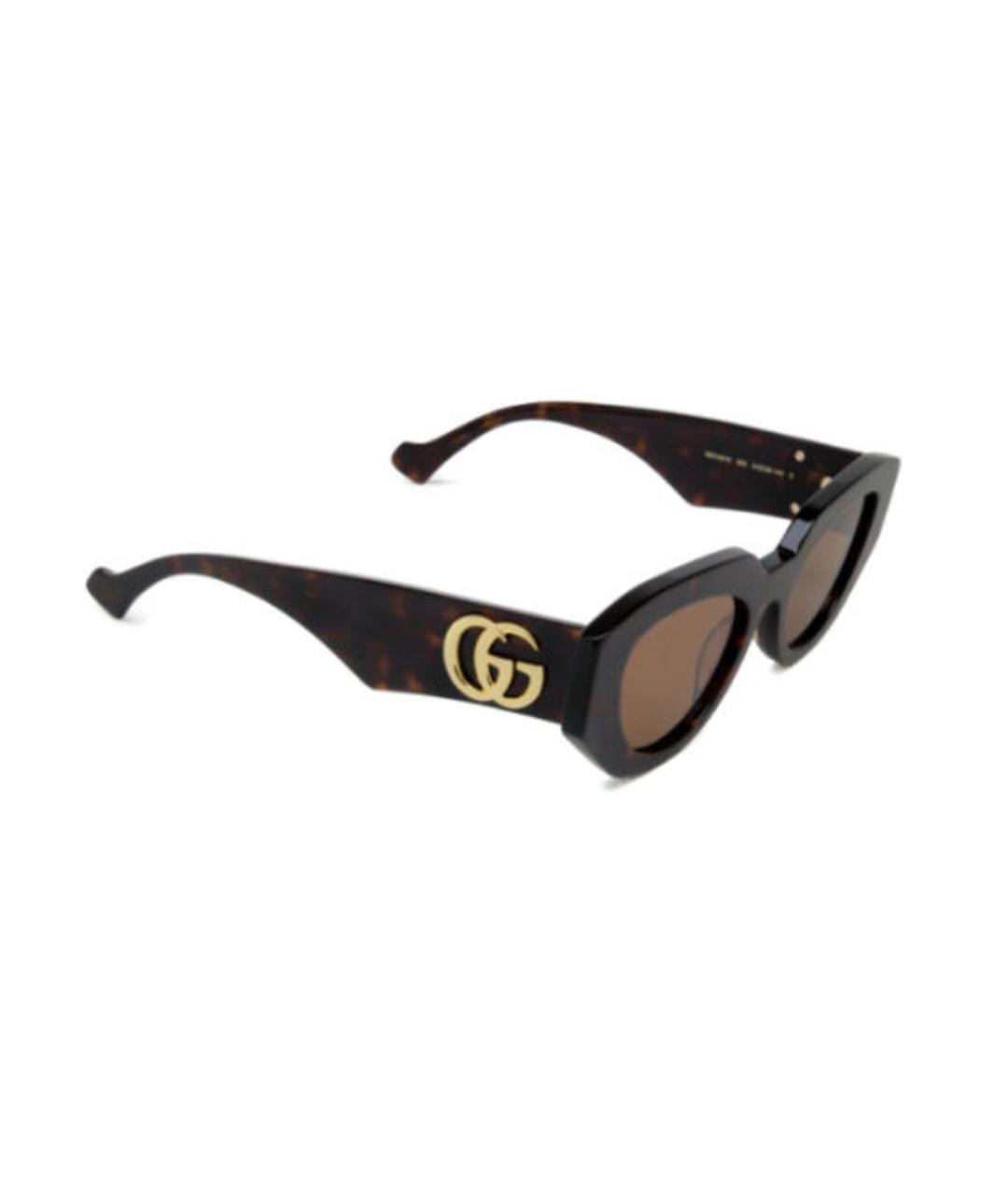 GUCCI Коричневые пластиковые солнцезащитные очки, фото 3