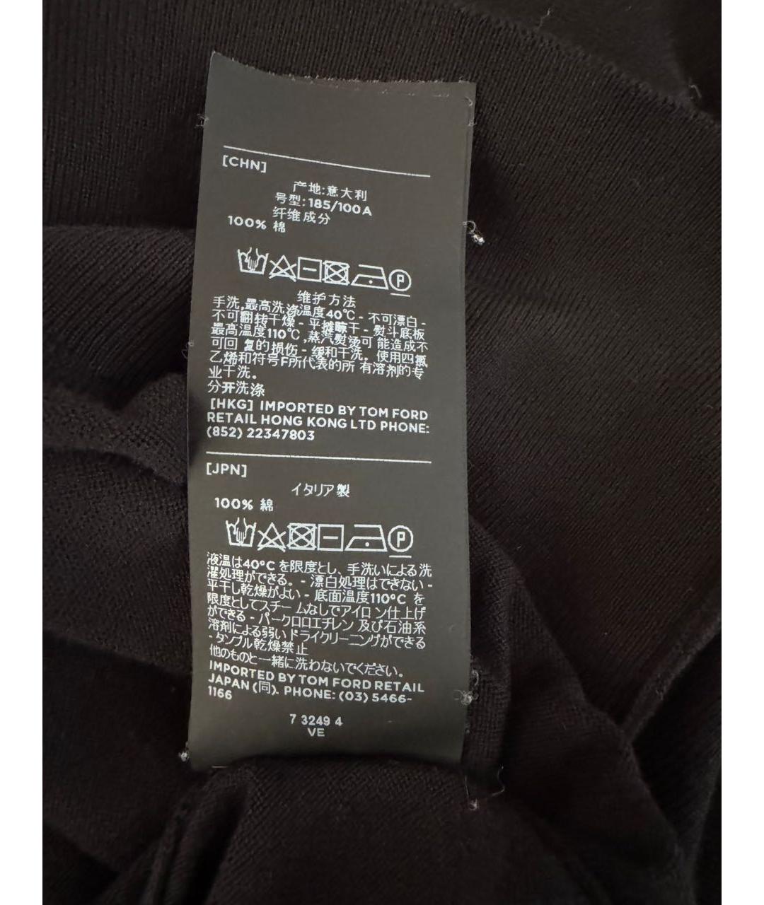 TOM FORD Черное хлопковое поло с коротким рукавом, фото 4