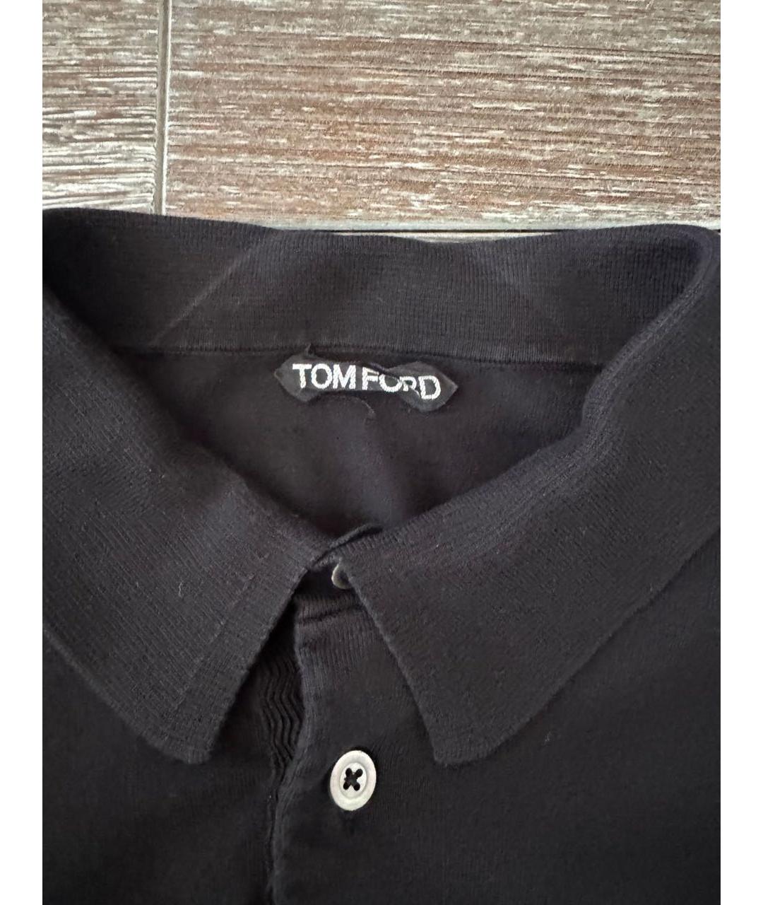 TOM FORD Черное хлопковое поло с коротким рукавом, фото 3