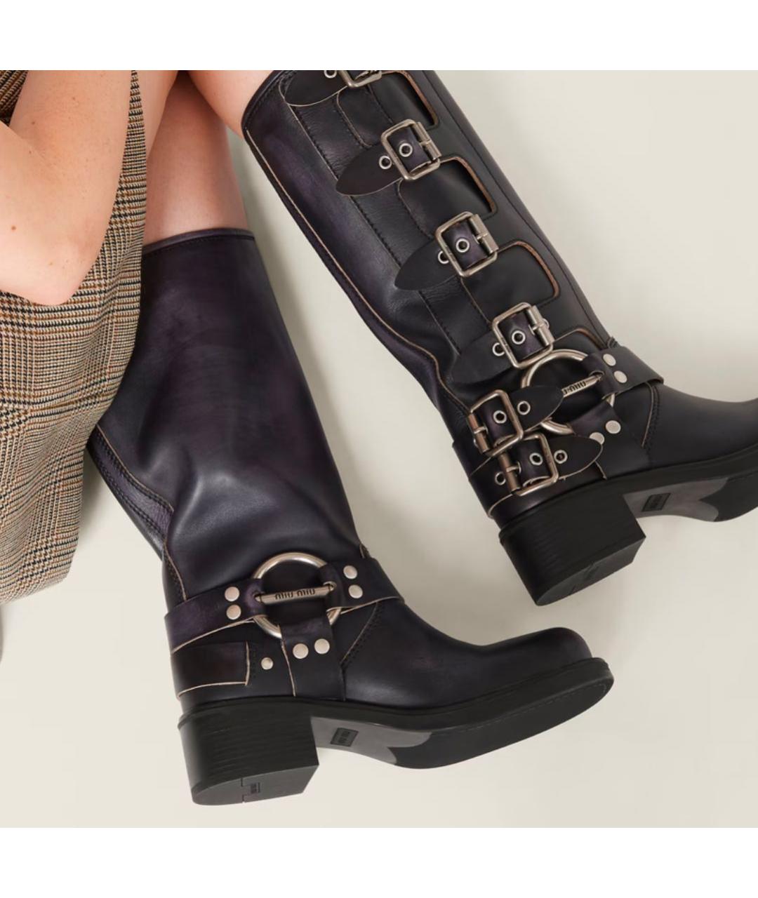 MIU MIU Черные кожаные сапоги, фото 3