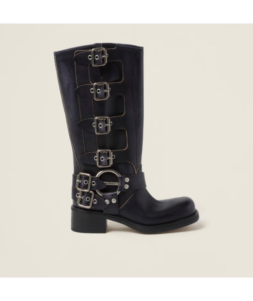 MIU MIU Черные кожаные сапоги, фото 4