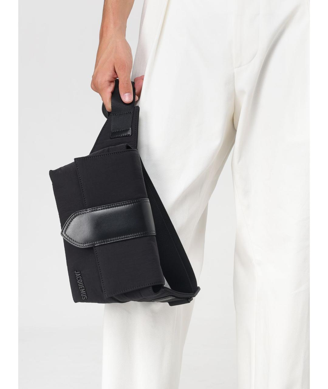 JACQUEMUS Черная синтетическая поясная сумка, фото 2