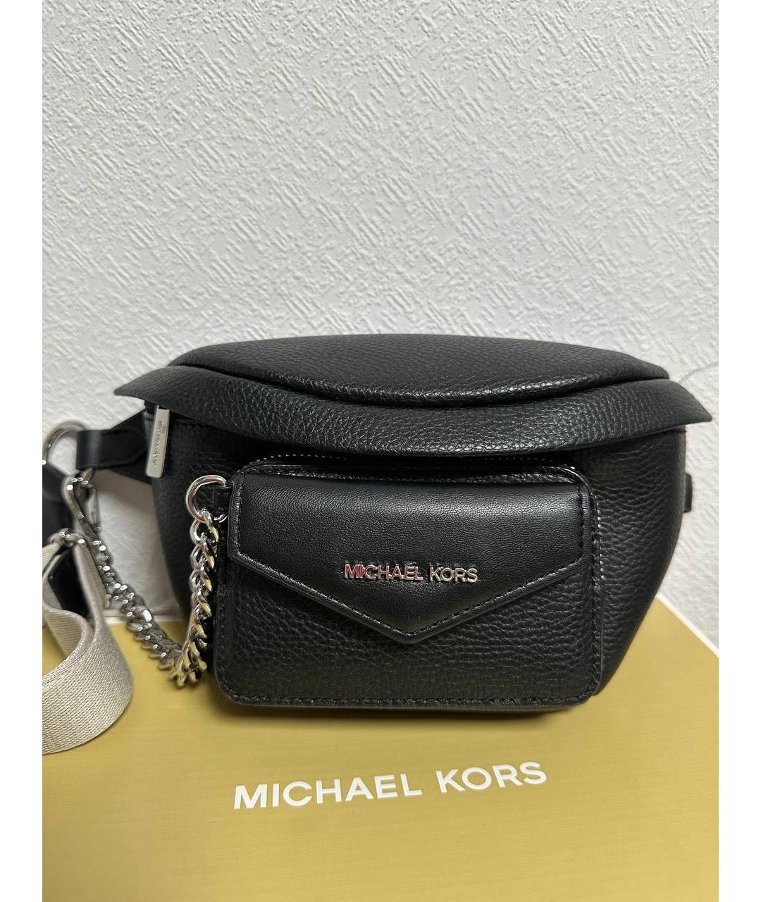 MICHAEL KORS Черная кожаная поясная сумка, фото 2