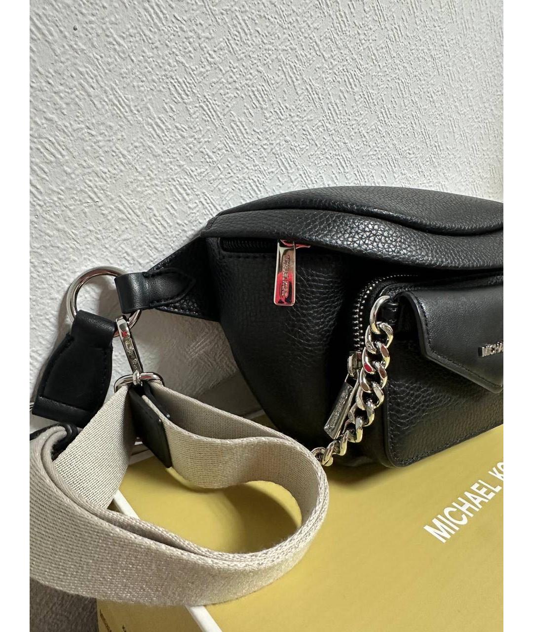 MICHAEL KORS Черная кожаная поясная сумка, фото 3