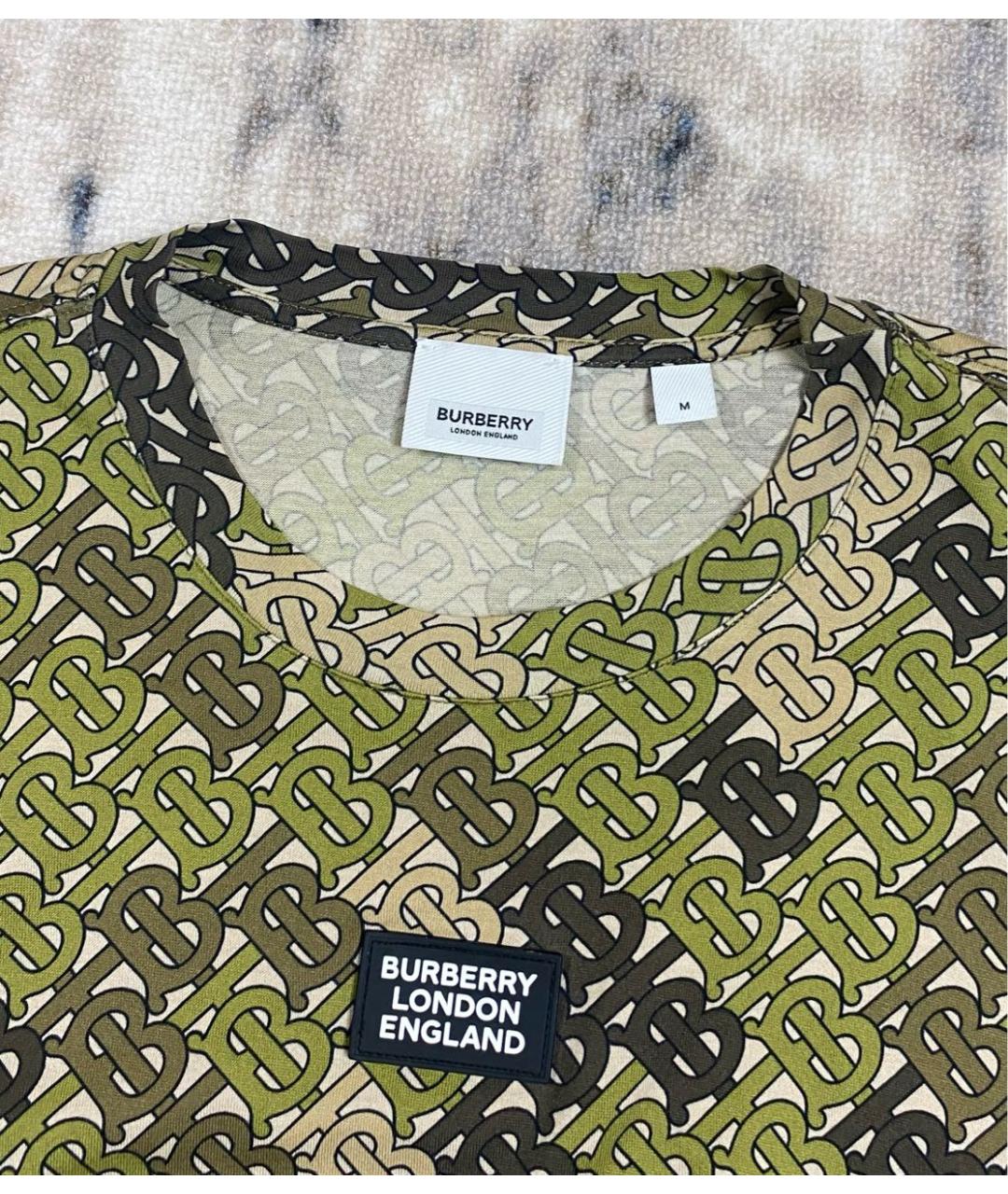 BURBERRY Зеленая хлопковая футболка, фото 4