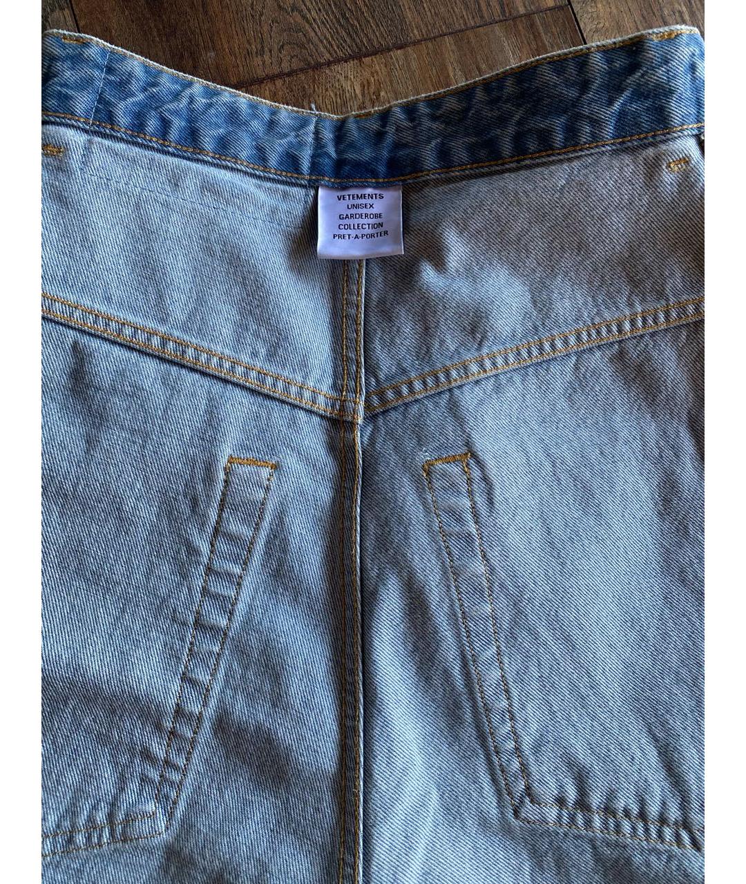 VETEMENTS Голубые хлопковые прямые джинсы, фото 3