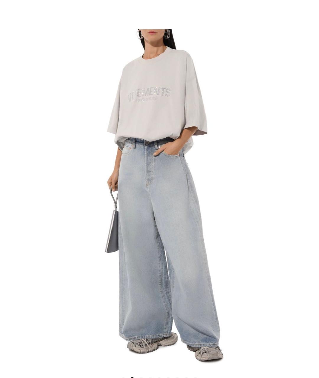 VETEMENTS Голубые хлопковые прямые джинсы, фото 2