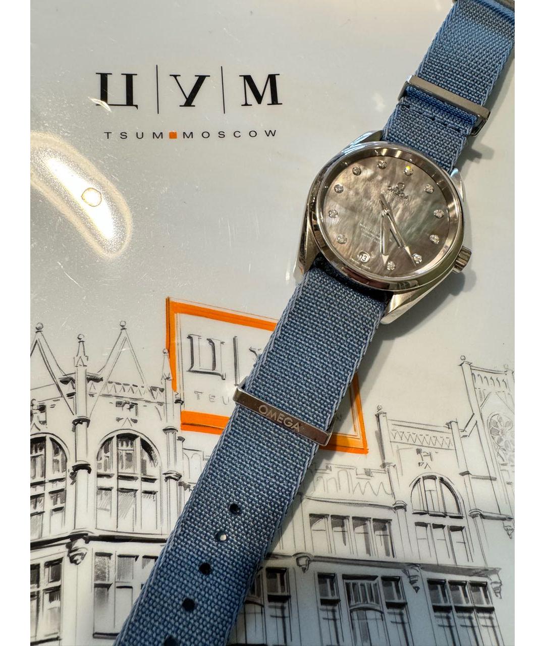 OMEGA Серые кожаные часы, фото 5