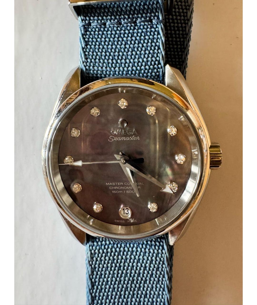 OMEGA Серые кожаные часы, фото 2