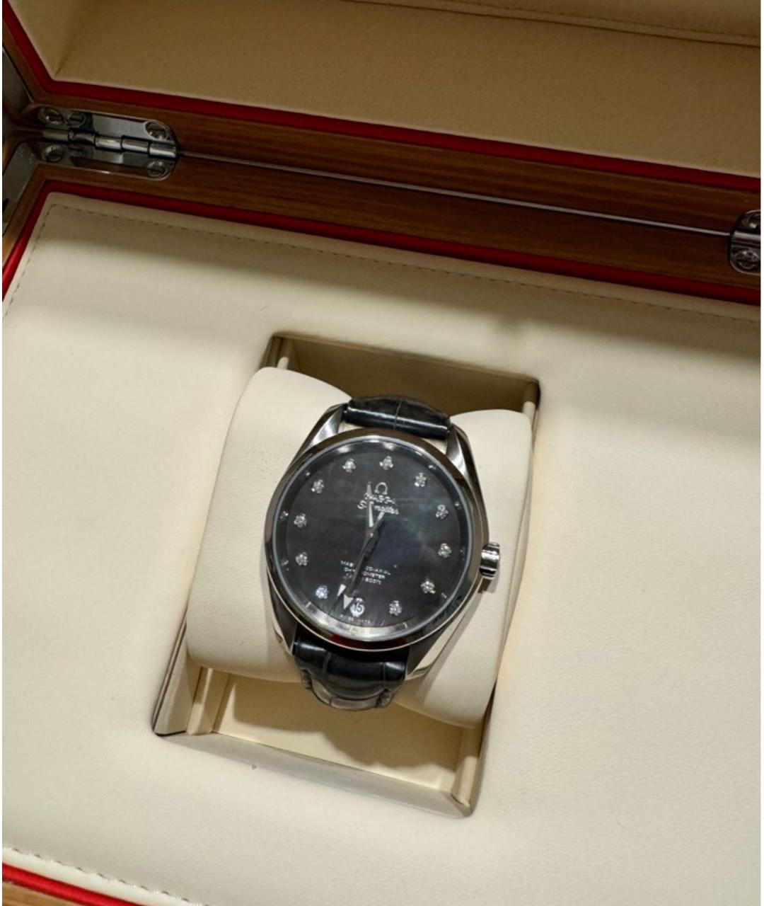 OMEGA Серые кожаные часы, фото 6
