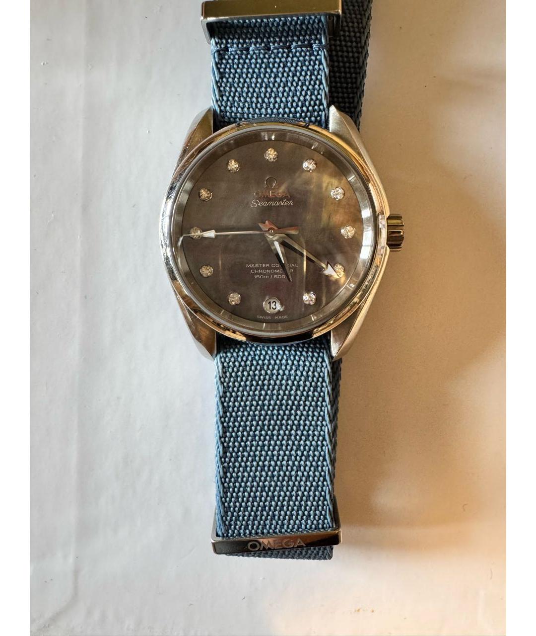 OMEGA Серые кожаные часы, фото 7