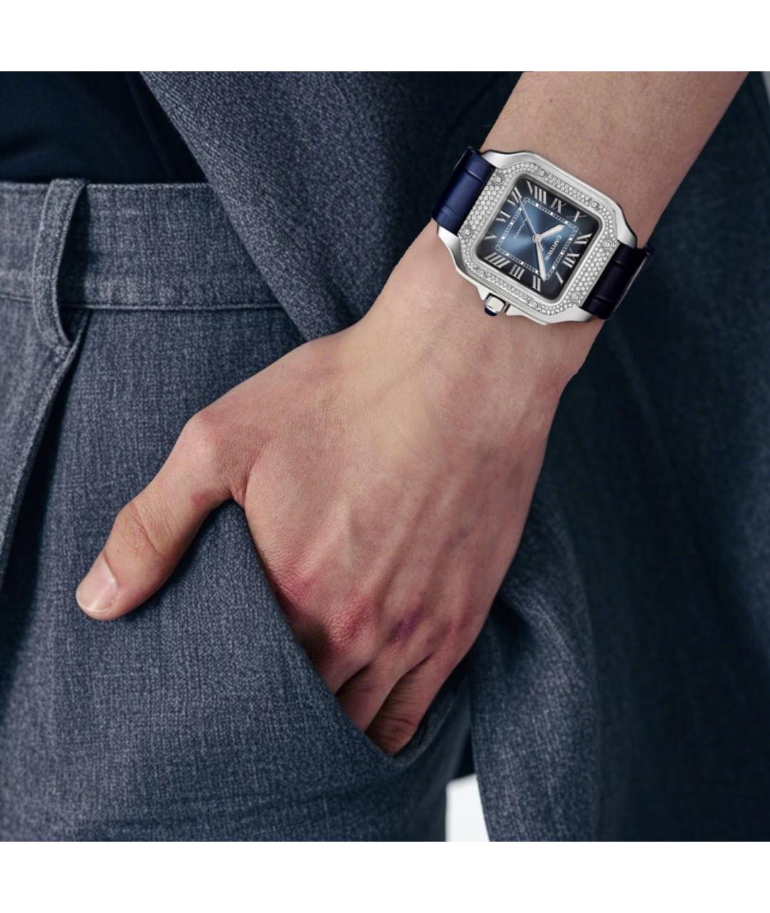 CARTIER Синие металлические часы, фото 2