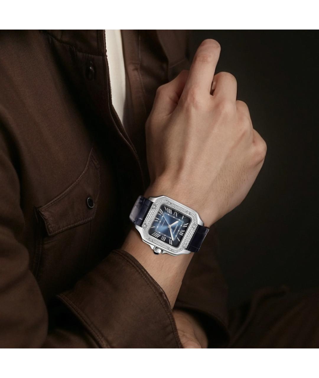 CARTIER Синие металлические часы, фото 3