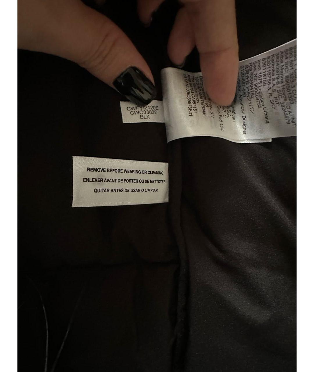 CALVIN KLEIN Черное полиэстеровое пальто, фото 3