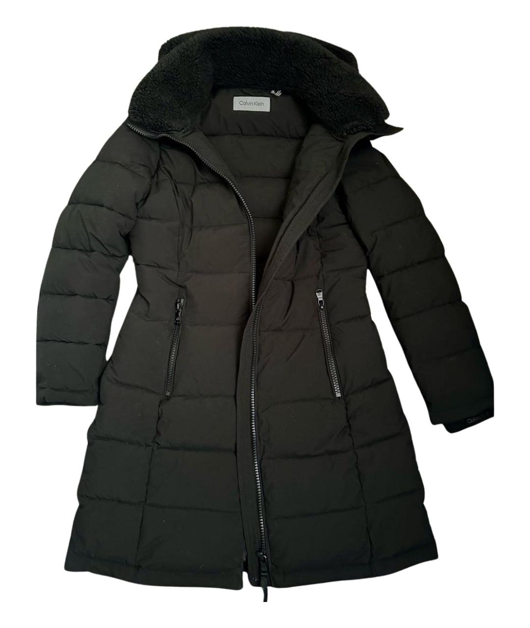 CALVIN KLEIN Черное полиэстеровое пальто, фото 1
