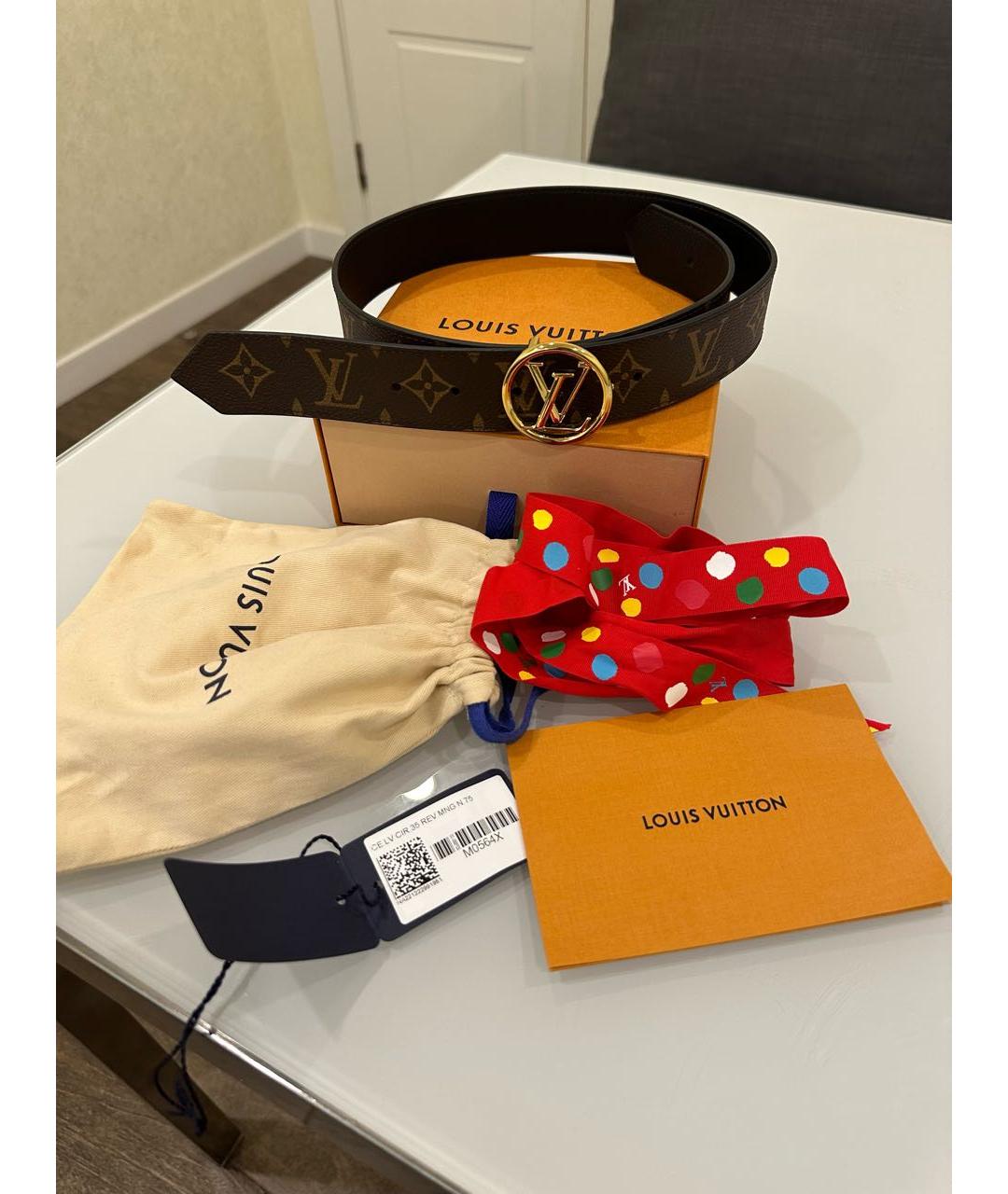 LOUIS VUITTON Коричневый кожаный ремень, фото 4
