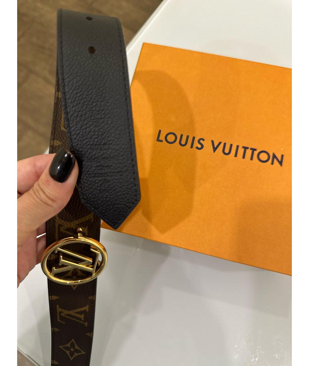 LOUIS VUITTON Коричневый кожаный ремень, фото 2