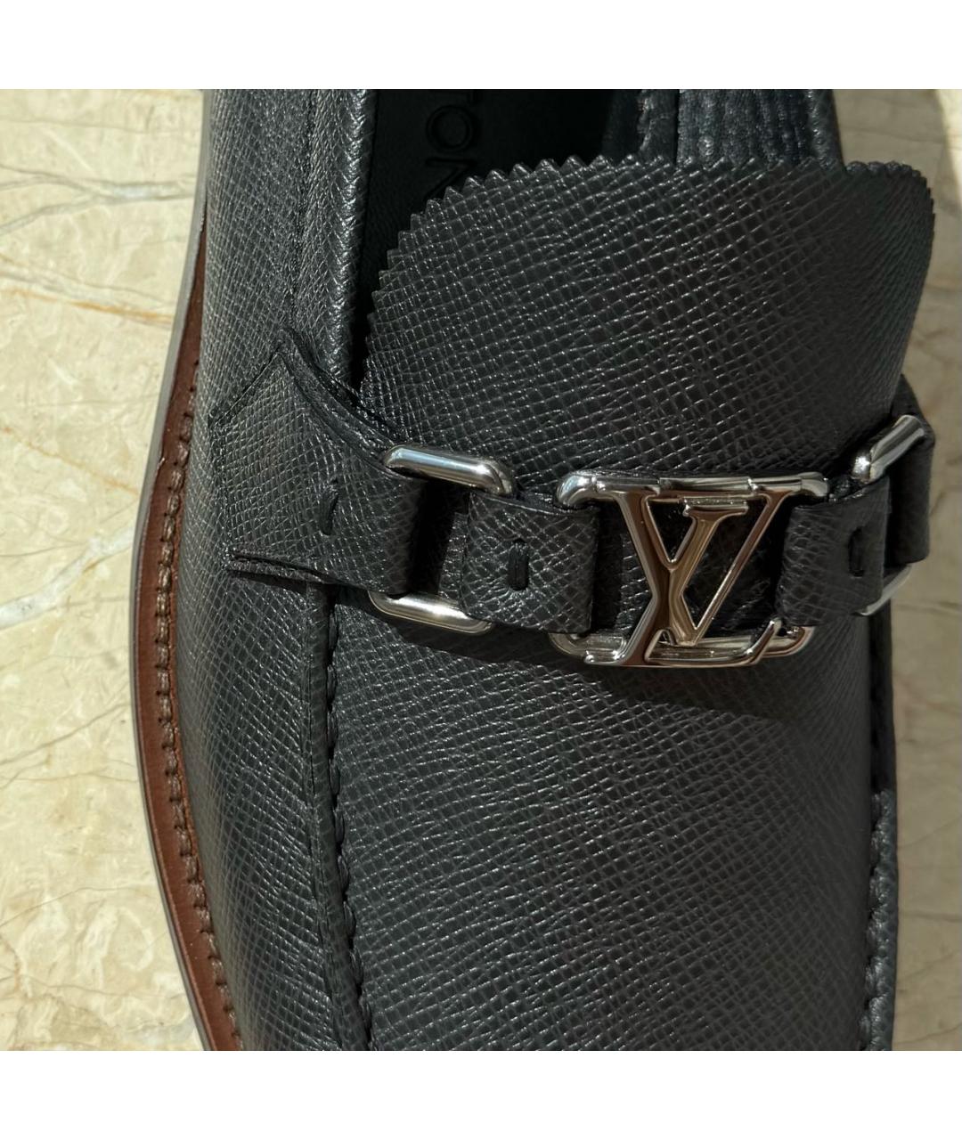 LOUIS VUITTON Антрацитовые кожаные лоферы, фото 5