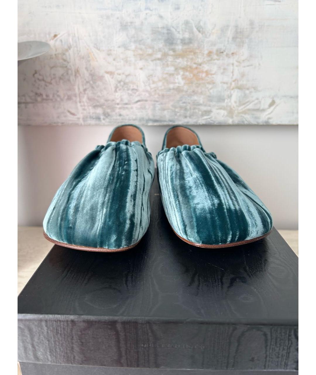 DRIES VAN NOTEN Бирюзовые бархатные балетки, фото 5
