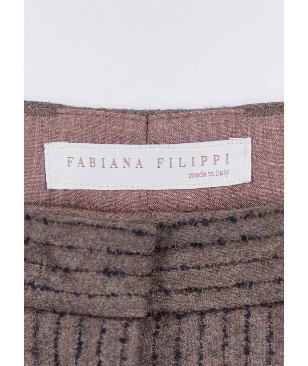 FABIANA FILIPPI Коричневые шерстяные прямые брюки, фото 4