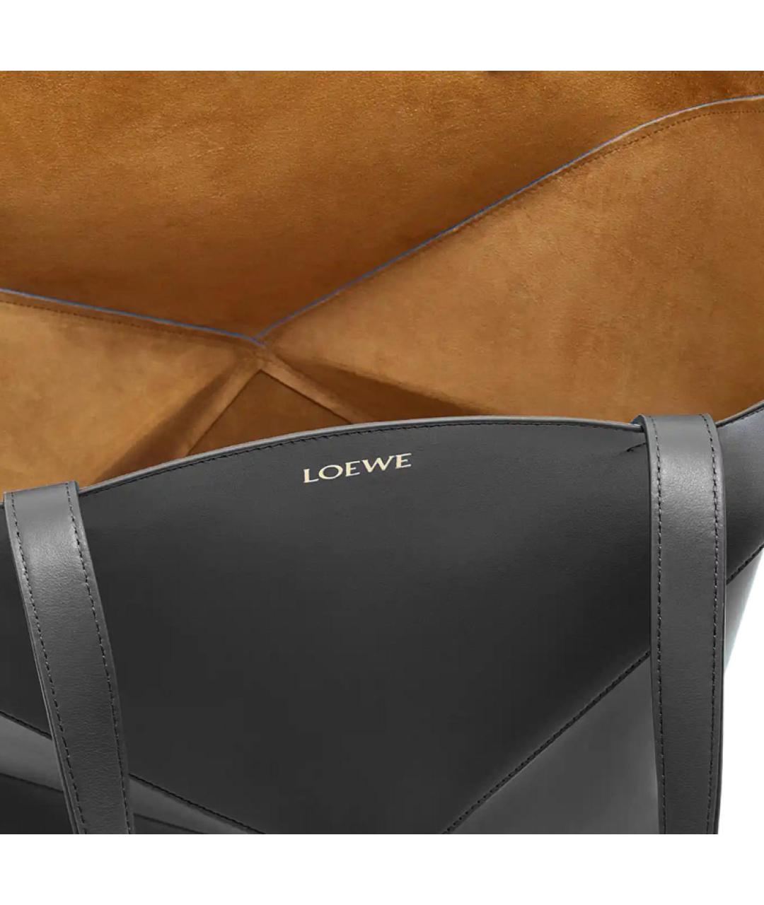 LOEWE Черная кожаная сумка тоут, фото 6
