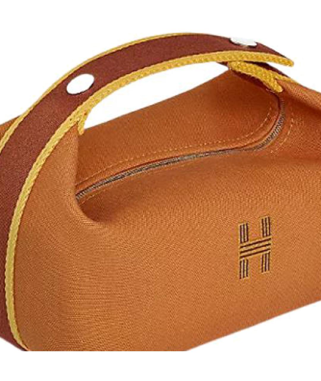 HERMES Коричневая хлопковая косметичка, фото 3