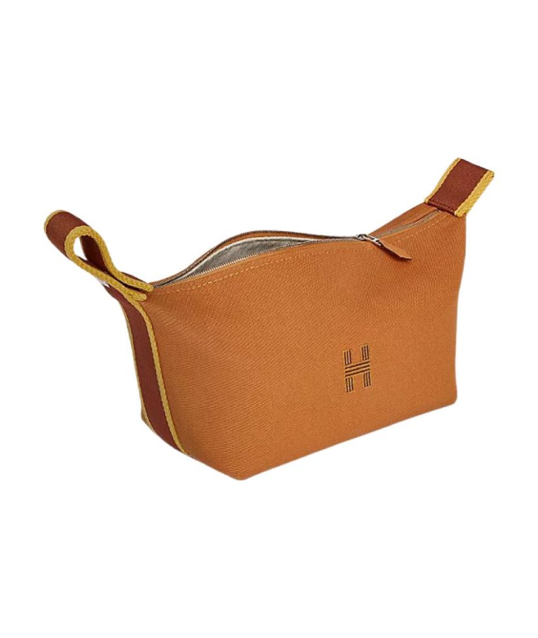 HERMES Коричневая хлопковая косметичка, фото 2