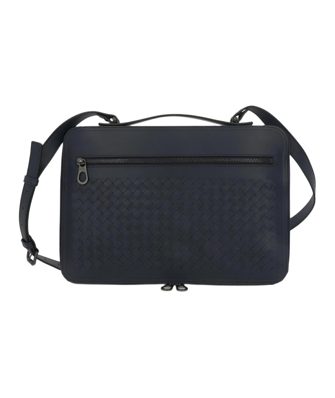 BOTTEGA VENETA Темно-синяя кожаная сумка на плечо, фото 1