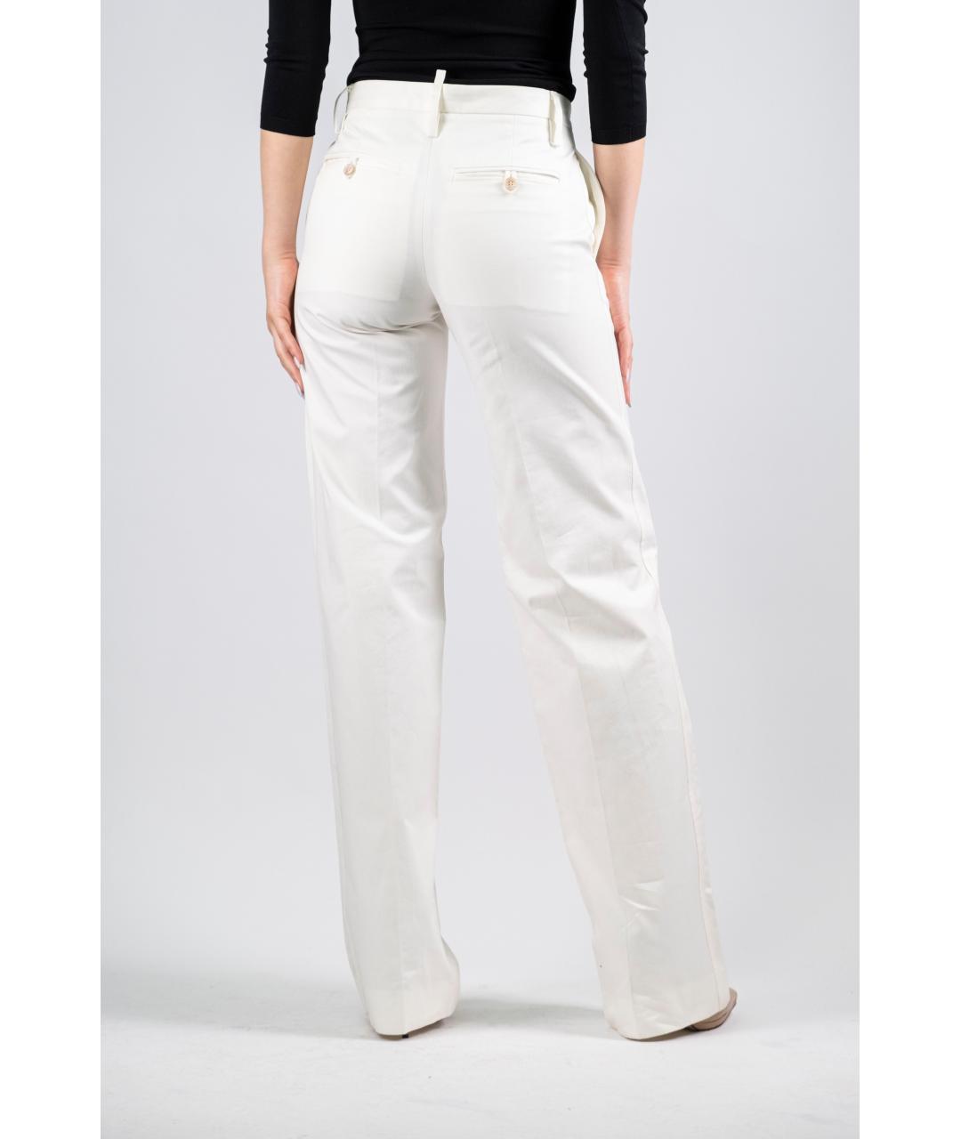 DSQUARED2 Белые хлопковые прямые брюки, фото 4