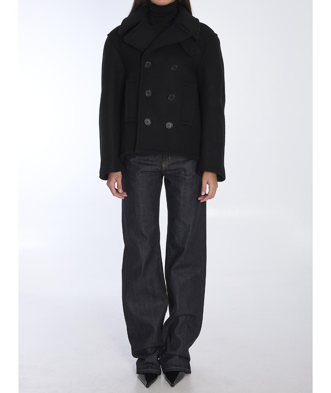 SAINT LAURENT Черное шерстяное пальто, фото 6