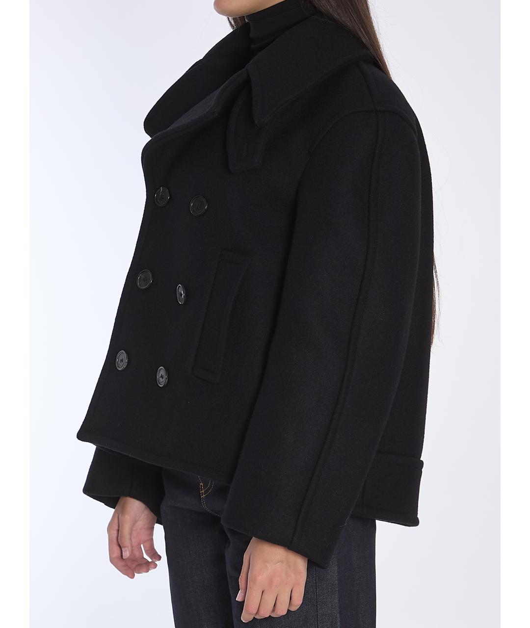 SAINT LAURENT Черное шерстяное пальто, фото 3