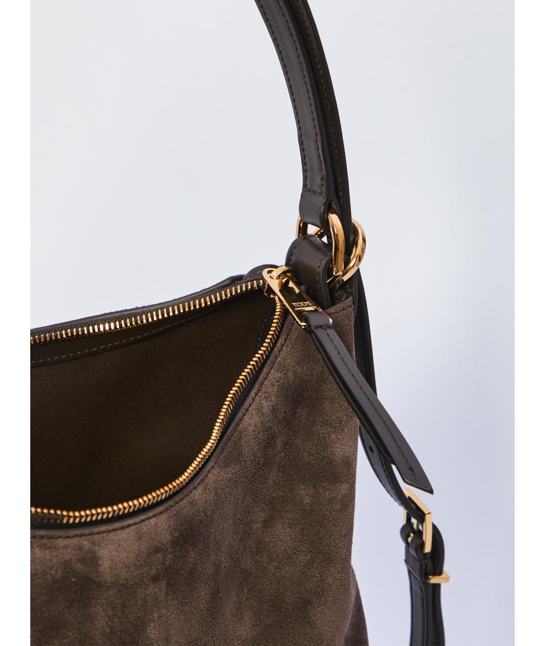 TOD'S Коричневая замшевая сумка через плечо, фото 4