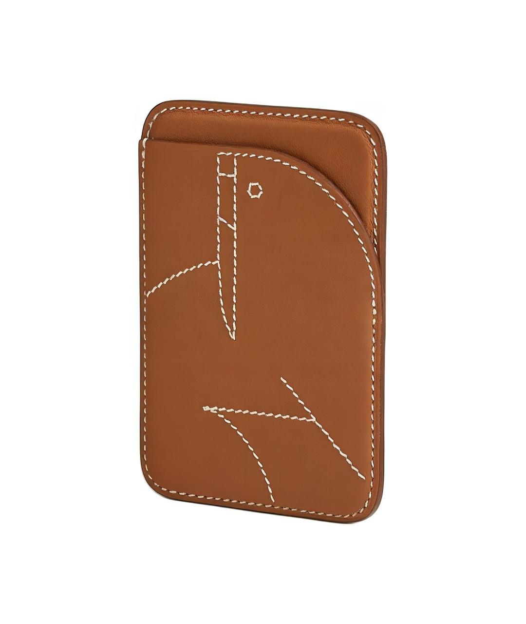 HERMES Золотой кожаный кардхолдер, фото 2