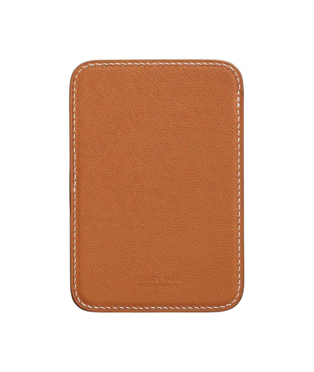 HERMES Золотой кожаный кардхолдер, фото 3
