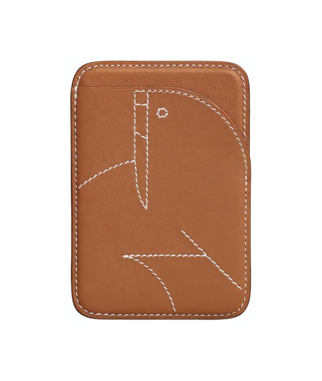 HERMES Золотой кожаный кардхолдер, фото 1